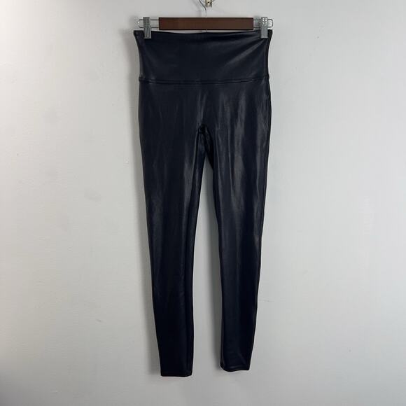 SPANX Pants - Spanx Faux Leather Womens Black Leggins Size Medium Compression